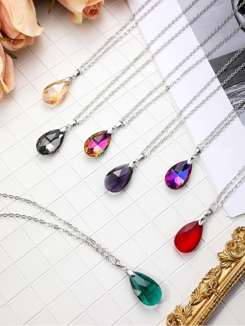 Teardrop Cubic Zirconia Necklace NEW (1) - Picture 2 of 13